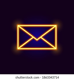 Neon Envelope Icon. Vector Illustration of Glowing Object.