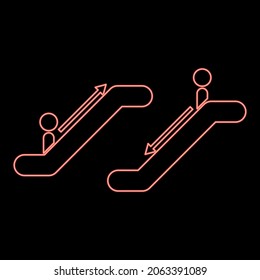 Neon escalator red color vector illustration flat style light image