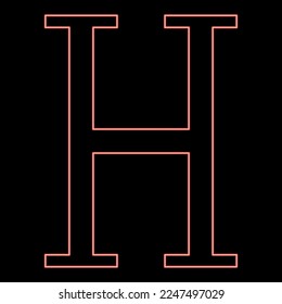 Neon eta greek symbol capital letter uppercase font red color vector illustration image flat style light