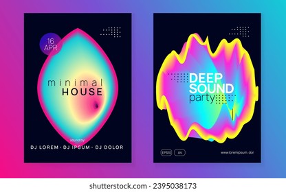 Neon Event. Dynamic Pattern For Set Concept. Jazz Trance Flyer. Electronic And Carnival Vector. Wave Art For Magazine. Pink And Blue Neon Event