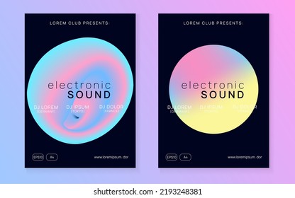 Neon Event. Elegant Pattern For Set Template. Trance And Carnival Shape. Modern Techno Fest. Jazz Glitch For Magazine. Pink And Blue Neon Event