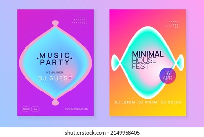 Neon Event. Fun Trance Fest. Elegant Background For Invitation Layout. Modern Glitch For Set. Techno And Nightlife Design. Purple And Turquoise Neon Event