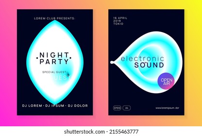 Neon Event. Jazz Glitch For Magazine. Trendy Dance Fest. Abstract Background For Set Layout. Disco And Carnival Vector. Turquoise And White Neon Event
