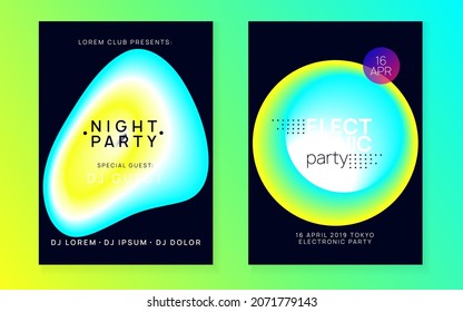 Neon Event. Minimal Background For Set Layout. Club And Carnival Design. Jazz Dance Poster. Trendy Effect For Magazine. Yellow And Turquoise Neon Event