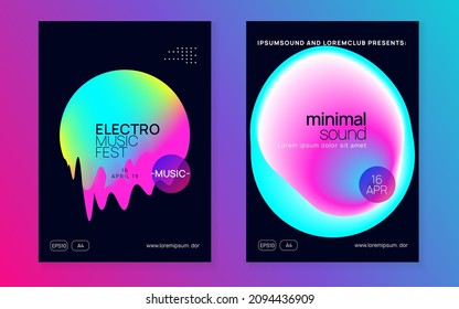 Neon Event. Sound And Exhibition Design. Trendy Trance Flyer. Fun Effect For Invitation. Abstract Background For Brochure Shape. Black And Pink Neon Event
