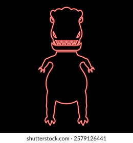 Neon evil dinosaur red color vector illustration image flat style