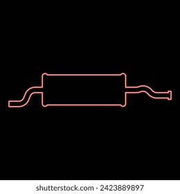 Neon exhaust pipe car muffler silencer red color vector illustration image flat style