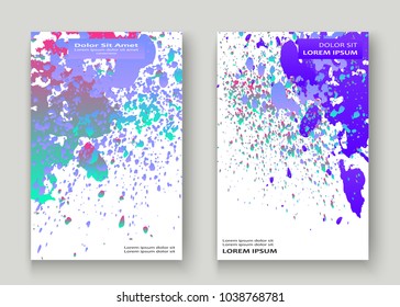 Neon explosion paint holographic splatter artistic cover design. Fluid blue gradient dust splash texture background. Trendy creative template vector Cover Report Catalog Brochure Flyer Product