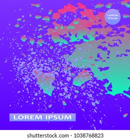Neon explosion paint holographic splatter artistic cover design. Fluid blue gradient dust splash texture background. Trendy creative template vector Cover Report Catalog Brochure Flyer Product