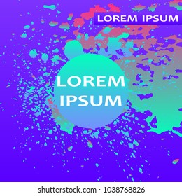 Neon explosion paint holographic splatter artistic cover design. Fluid blue gradient dust splash texture background. Trendy creative template vector Cover Report Catalog Brochure Flyer Product