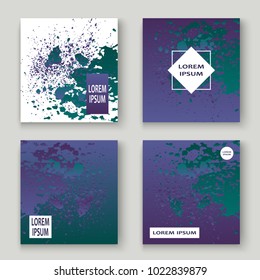 Neon explosion paint splatter artistic cover design. Fluid violet gradient dust splash texture background. Trendy creative template vector Cover Report Catalog Brochure Flyer Product