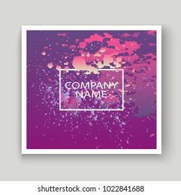 Neon explosion paint splatter artistic cover design. Fluid violet gradient dust splash texture background. Trendy creative template vector Cover Report Catalog Brochure Flyer Product