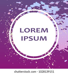 Neon explosion paint splatter artistic cover design. Fluid violet gradient dust splash texture background. Trendy creative template vector Cover Report Catalog Brochure Flyer Product