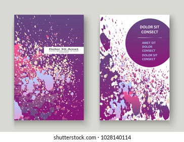 Neon explosion paint splatter artistic cover design. Fluid violet gradient dust splash texture background. Trendy creative template vector Cover Report Catalog Brochure Flyer Product