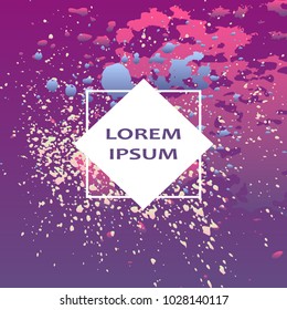 Neon explosion paint splatter artistic cover design. Fluid violet gradient dust splash texture background. Trendy creative template vector Cover Report Catalog Brochure Flyer Product