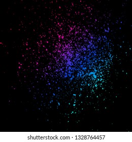 Neon explosion paint splatter artistic template design. Colorful ink texture splash in black background vector. Trendy creative abstract design for Report Catalog Brochure Flyer Poster Banner