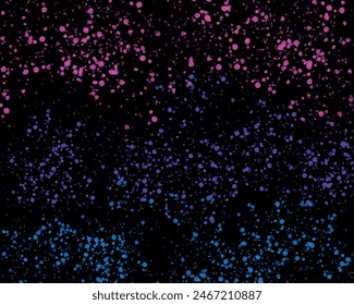 Une explosion de néon éclaboussant de peinture artistique rose texture. Un brillant bleu violet sur le noir. Arrière-plans abstraits de particules lumineuses hors de l'attention. Ciel étoilé à l'aquarelle de nuit, étoiles scintillantes et clignotantes.