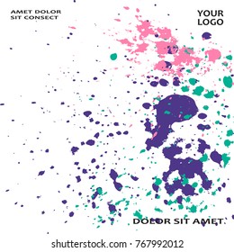 Neon explosion paint splatter artistic cover frame design. Decorative colorful splash spray texture white background. Trendy creative template vector Cover Report Catalog Brochure Flyer Poster Banner