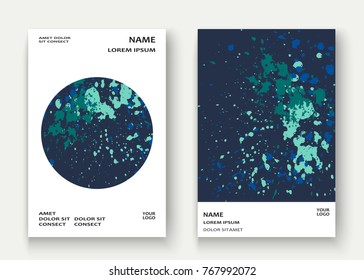 Neon explosion paint splatter artistic cover frame design. Decorative colorful splash spray texture white background. Trendy creative template vector Cover Report Catalog Brochure Flyer Poster Banner
