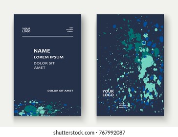 Neon explosion paint splatter artistic cover frame design. Decorative colorful splash spray texture white background. Trendy creative template vector Cover Report Catalog Brochure Flyer Poster Banner