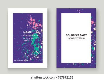 Neon explosion paint splatter artistic cover frame design. Decorative colorful splash spray texture white background. Trendy creative template vector Cover Report Catalog Brochure Flyer Poster Banner