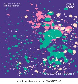 Neon explosion paint splatter artistic cover frame design. Decorative colorful splash spray texture white background. Trendy creative template vector Cover Report Catalog Brochure Flyer Poster Banner
