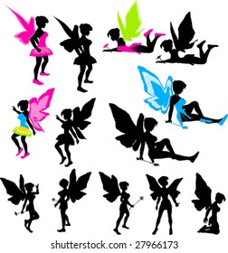 Neon Fairy Silhouettes