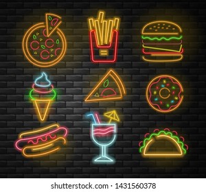 Similar Images, Stock Photos & Vectors of Set food and drink neon sign ...