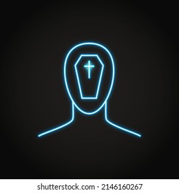 Neon fear of dying and death icon in line style. Vector illustration.