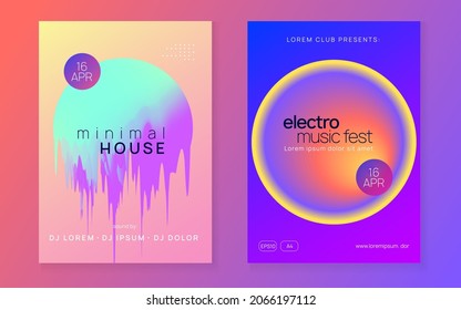Neon Fest. Creative Pattern For Invitation Design. Bright Electronic Party. Club And Nightlife Concept. Jazz Art For Set. Blue And Purple Neon Fest