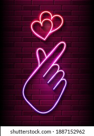 Neon Finger Heart Korean Love Sign Stock Vector (Royalty Free ...