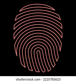 Neon fingerprint red color vector illustration image flat style light