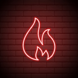 Neon Fire Icon. Elements In Neon Style Icons. Simple Neon Flame Icon For Websites, Web Design, Mobile App