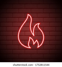 Neon fire icon. Elements in neon style icons. Simple neon flame icon for websites, web design, mobile app