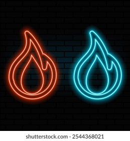 Neon fire icon. Elements in neon style icons. Simple neon flame icon for websites, web design, mobile.