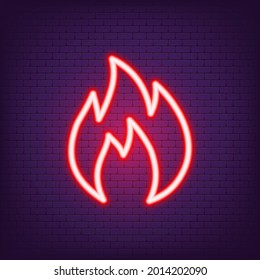 Neon fire icon. Fire logo. Elements of Eco in neon style icons. Simple neon flame icon. Hot sign. Vector EPS 10.