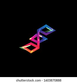 Neon fire line rgb colors art sacral geometry contour symbol icon in modern style. Can be used for fluent design poster, tattoo concept, electronic music technology cover, flyer, logo, t-shirt print.