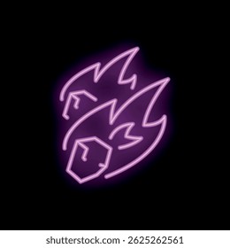 Neon fireball leaving flaming trail against dark background