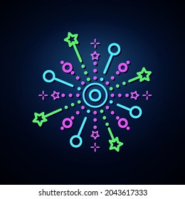 Neon firework-explosion icon that looks clear. Neon line Festive explosion icon set. Festival and event icon set. Neon icon set.