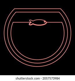 Neon fish in aquarium red color vector illustration flat style light image