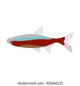 Neon fish icon cartoon. Singe aquarium fish icon from the sea,ocean life collection.