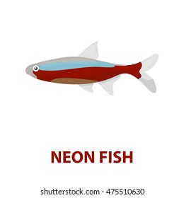 Neon fish icon cartoon. Singe aquarium fish icon from the sea,ocean life cartoon.