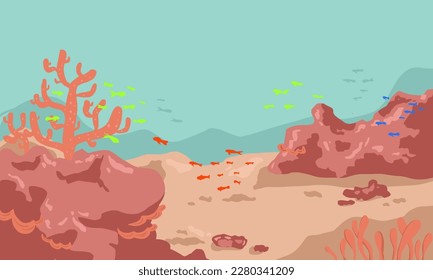 Neon fish in ocean, coral