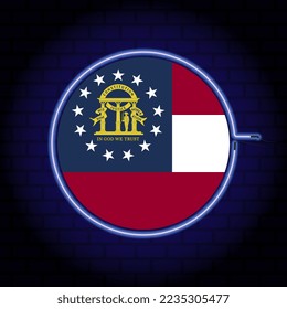 Neonflagge des Staates Georgien. Vektorgrafik.