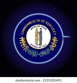Bandera de neón del estado de Kentucky. Ilustración vectorial.