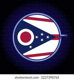 Neon flag of the state of Ohio. Vector illustration.