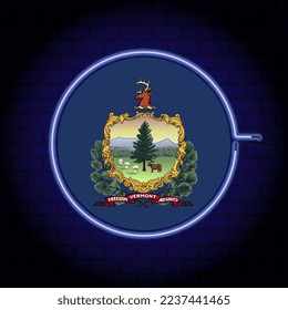 Neon flag of the state of Vermont. Vector illustration.
