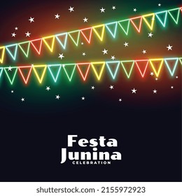 neon flags decoration festa junina festival of brazil design