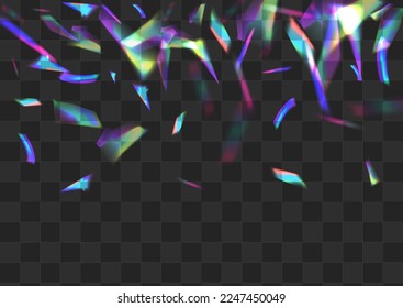 Neon Flare Vector Transparent Background. Shiny Bokeh Paper Template. Holo Glints Cool Design. Holographic Glint Blur Border.