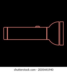 Neon flashlight red color vector illustration flat style image